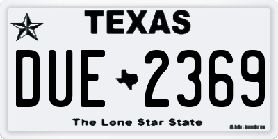 TX license plate DUE2369