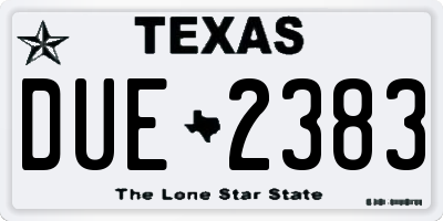 TX license plate DUE2383