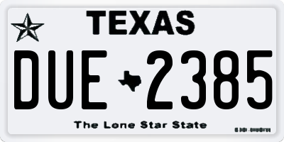 TX license plate DUE2385