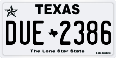 TX license plate DUE2386