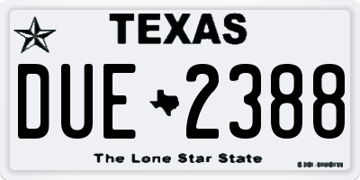 TX license plate DUE2388