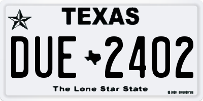 TX license plate DUE2402