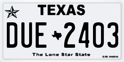 TX license plate DUE2403
