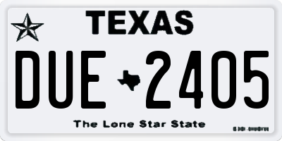 TX license plate DUE2405