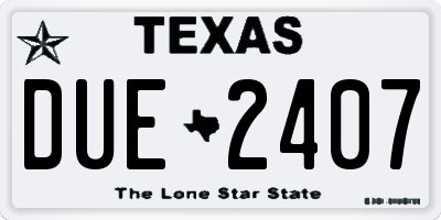 TX license plate DUE2407