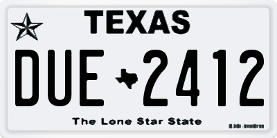 TX license plate DUE2412