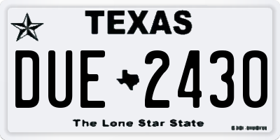 TX license plate DUE2430