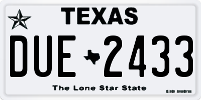 TX license plate DUE2433