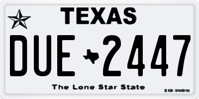 TX license plate DUE2447