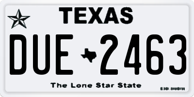 TX license plate DUE2463