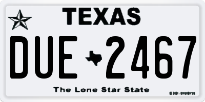 TX license plate DUE2467