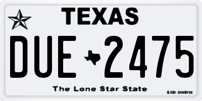 TX license plate DUE2475