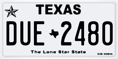 TX license plate DUE2480