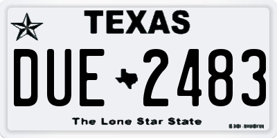 TX license plate DUE2483