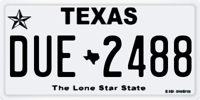 TX license plate DUE2488