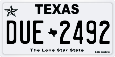 TX license plate DUE2492