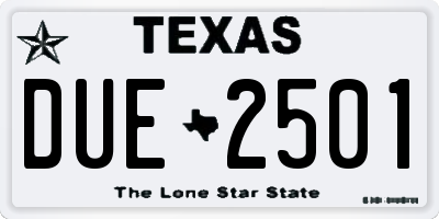 TX license plate DUE2501