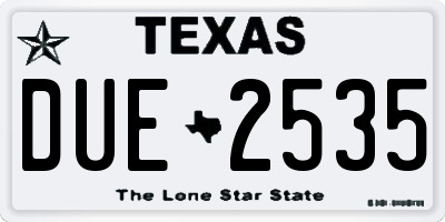 TX license plate DUE2535