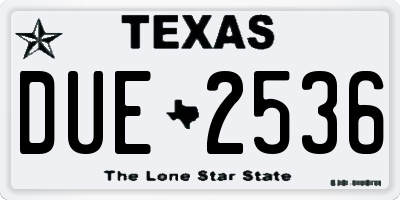 TX license plate DUE2536