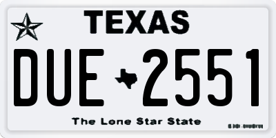 TX license plate DUE2551
