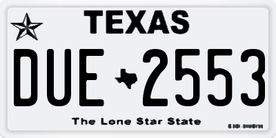 TX license plate DUE2553