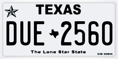 TX license plate DUE2560