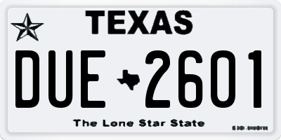 TX license plate DUE2601