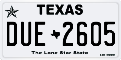 TX license plate DUE2605