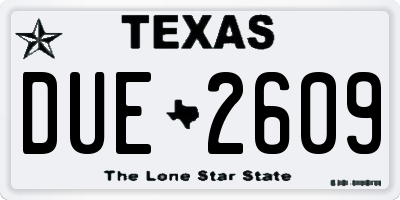 TX license plate DUE2609