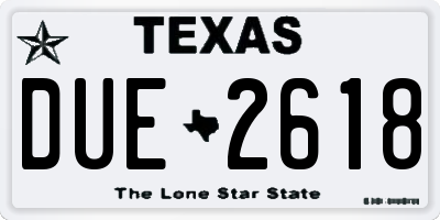 TX license plate DUE2618