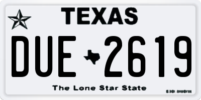 TX license plate DUE2619