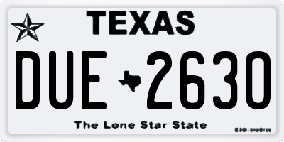 TX license plate DUE2630
