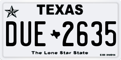 TX license plate DUE2635