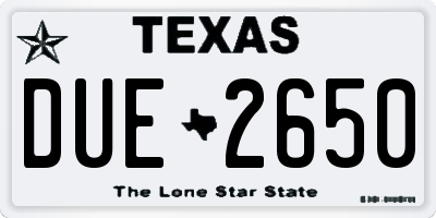 TX license plate DUE2650
