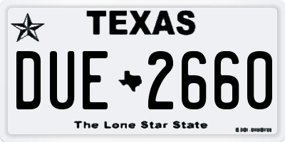 TX license plate DUE2660