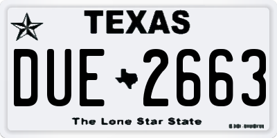 TX license plate DUE2663