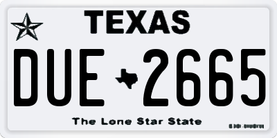TX license plate DUE2665