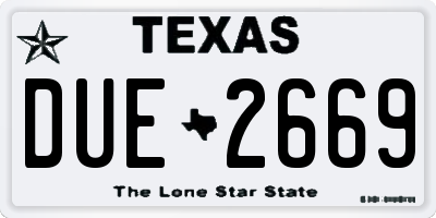 TX license plate DUE2669