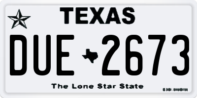 TX license plate DUE2673