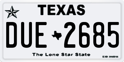 TX license plate DUE2685