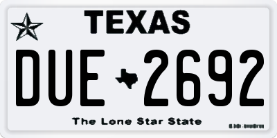 TX license plate DUE2692
