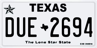 TX license plate DUE2694