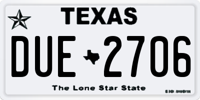 TX license plate DUE2706