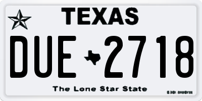 TX license plate DUE2718