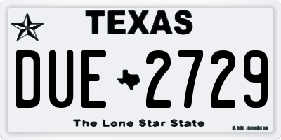 TX license plate DUE2729