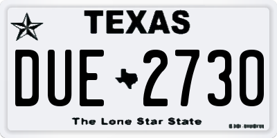 TX license plate DUE2730