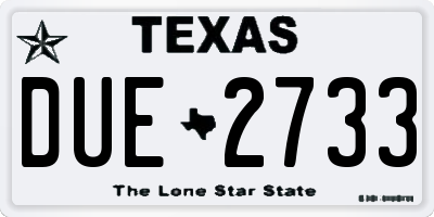 TX license plate DUE2733
