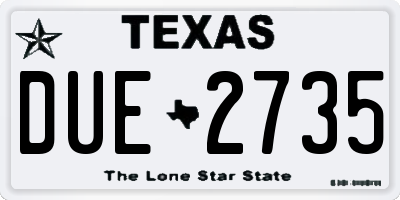TX license plate DUE2735