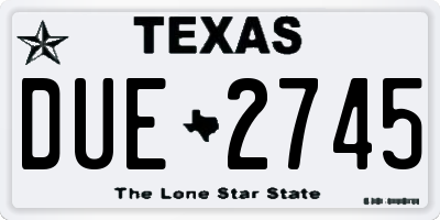 TX license plate DUE2745