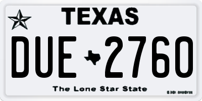TX license plate DUE2760